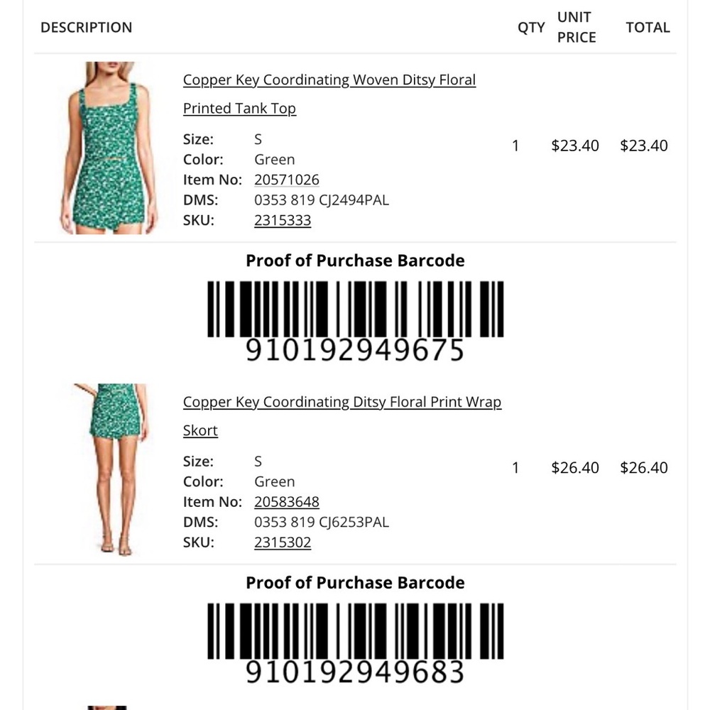 Copper Key Green Floral Mini Skirt and Tank set - Picture 4 of 4